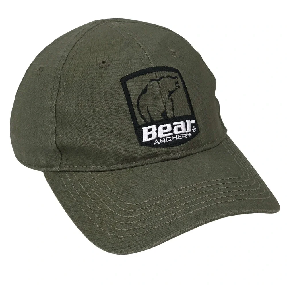 Bear Archery Ripstop Baseball Cap Hat OSFA Olive Green Embroidered Logo Hunting